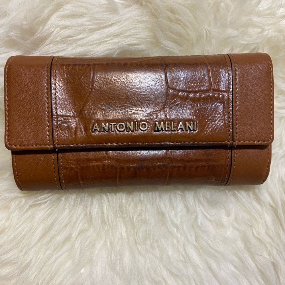 Antonio Melani Brown Leather Crocodile Wallet